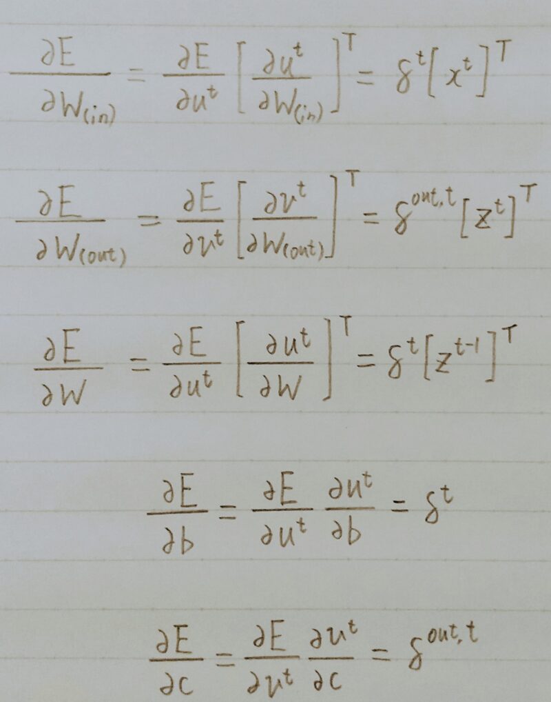 BPTTの数学的記述