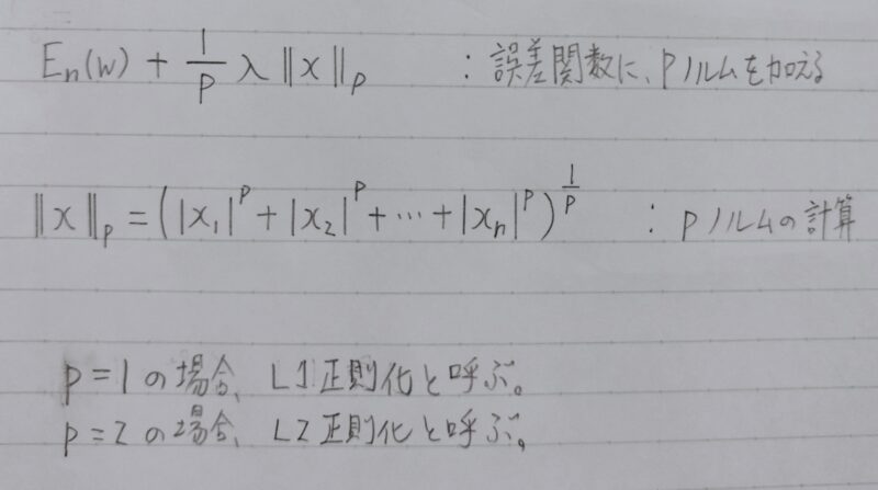 L1正則化とL2正則化の定義式