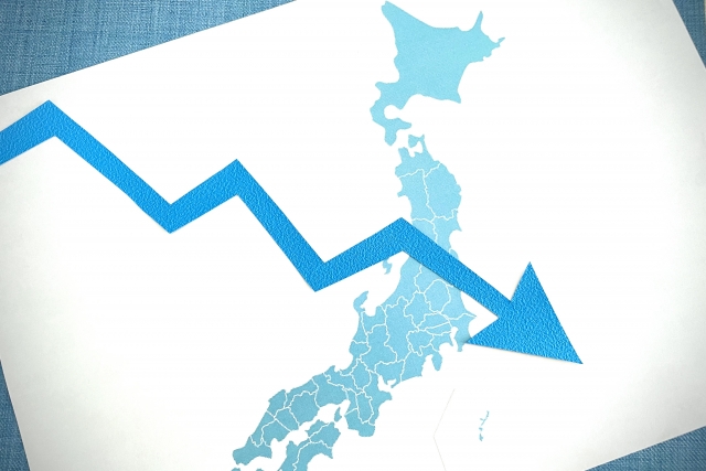 日本の不況やデフレのイメージと下がる矢印