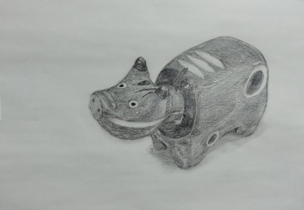 「赤べこ」デッサン画 Step10