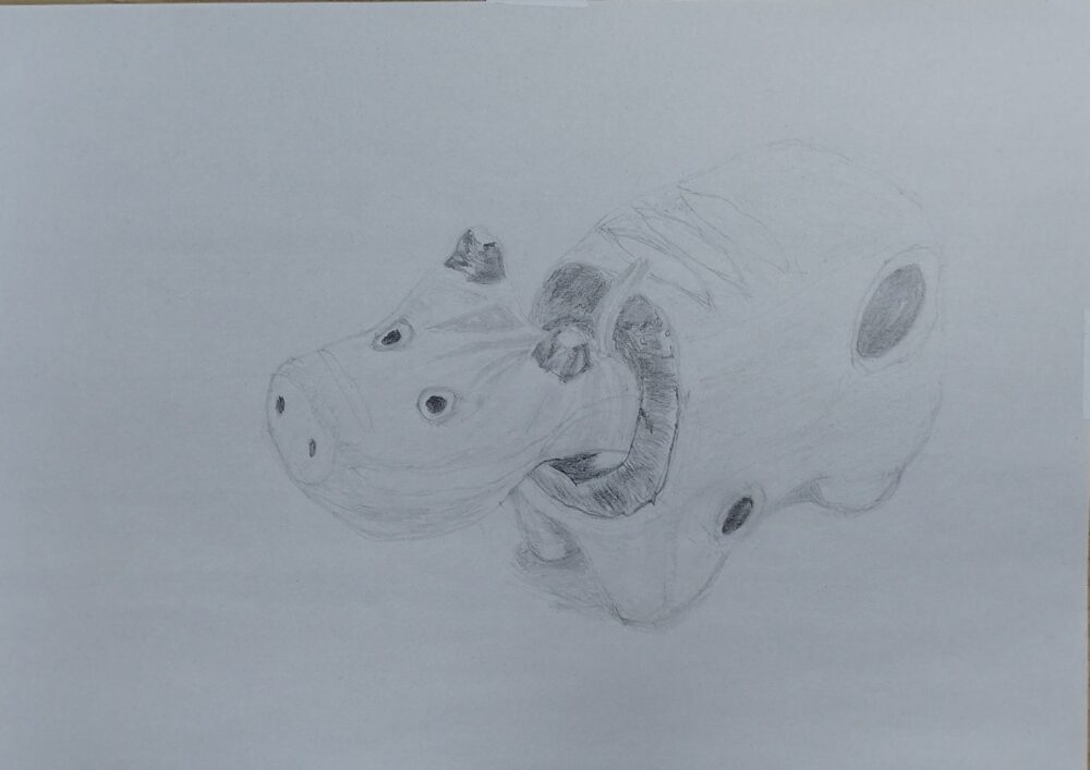 「赤べこ」デッサン画 Step2