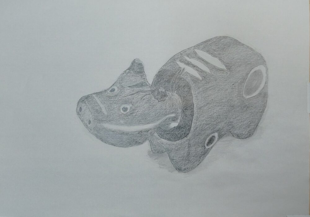 「赤べこ」デッサン画 Step3