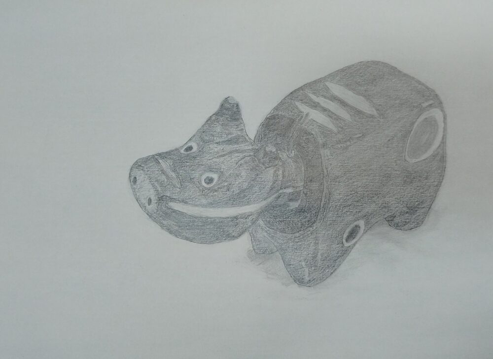 「赤べこ」デッサン画 Step4