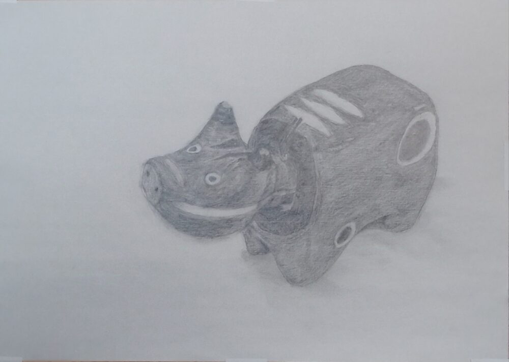「赤べこ」デッサン画 Step7