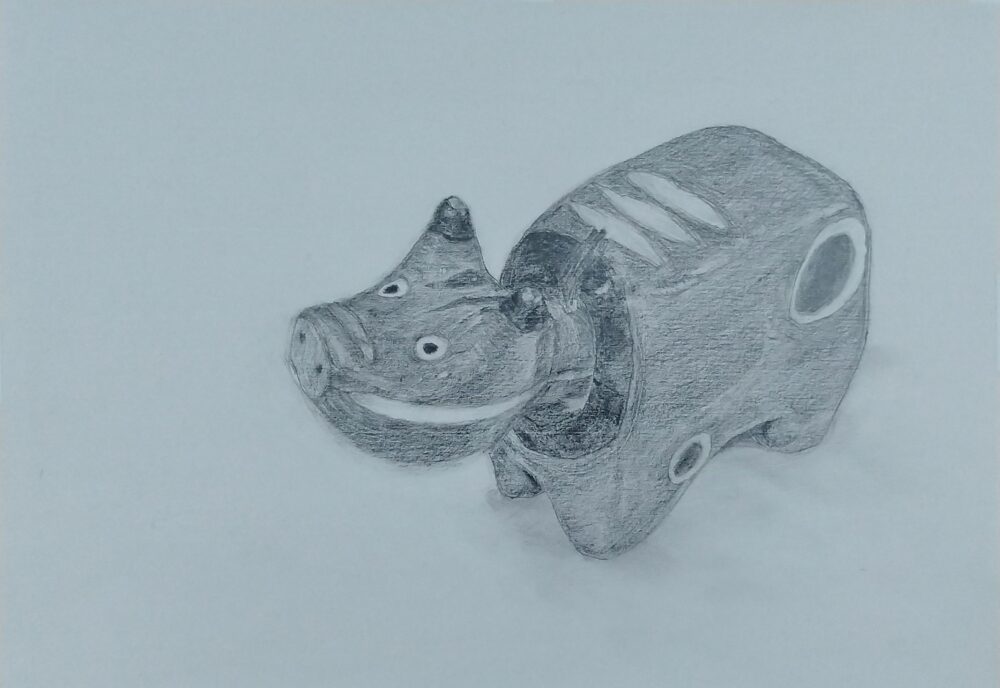 「赤べこ」デッサン画 Step8
