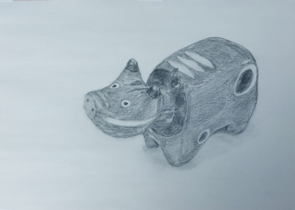 「赤べこ」デッサン画 Step9
