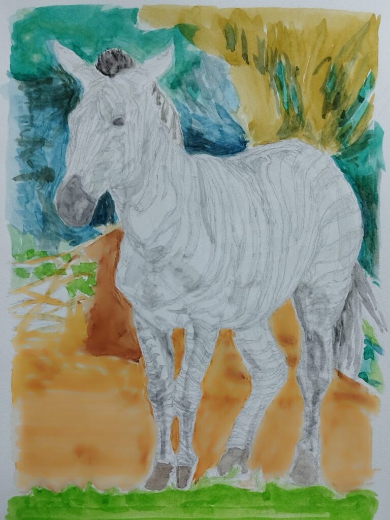 シマウマの水彩画